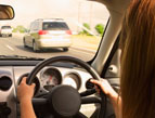 woman driving car